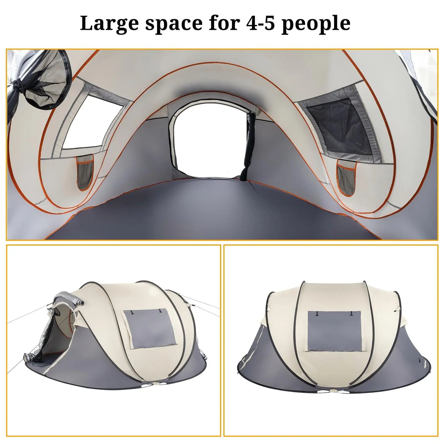 4-Person Pop-Up camping Tent - Quick Setup, Hiking, Fishing, Beach