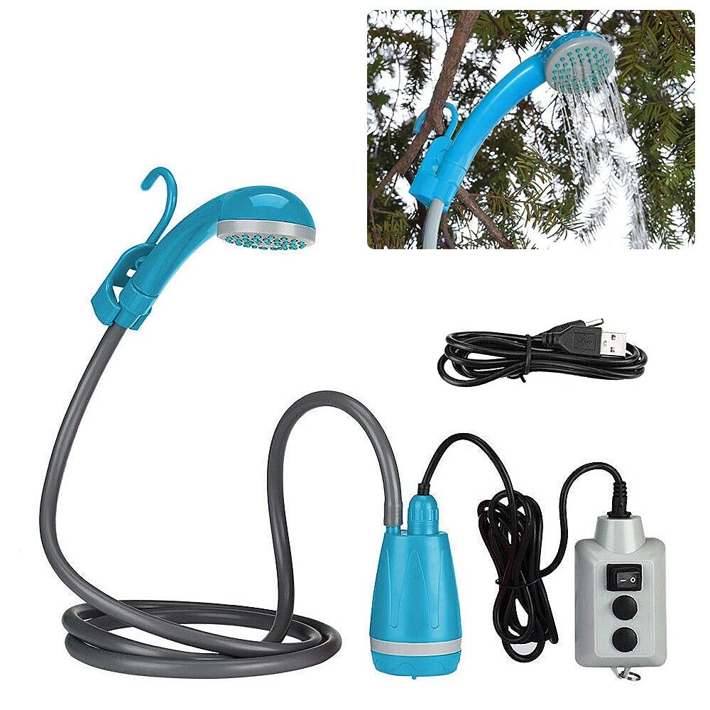 Portable Camping Shower, Pump, Rechargeable Shower Head