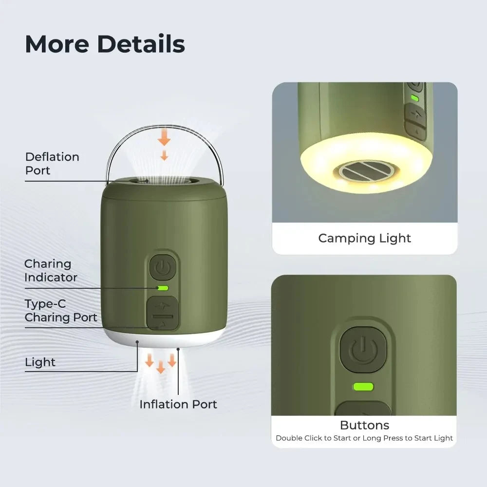 Tiny Air Pump, Camping Lantern 4.5kPa, with Magnetic Design
