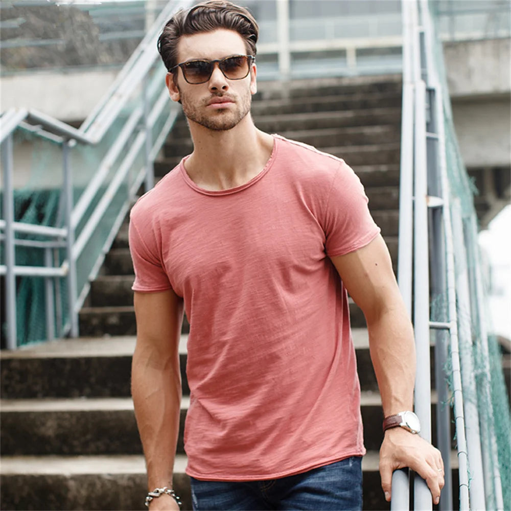 100% Cotton Men T-shirt, Casual Soft Summer Thin