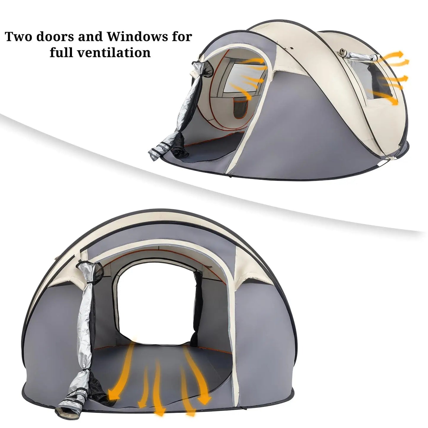 4-Person Pop-Up camping Tent - Quick Setup, Hiking, Fishing, Beach