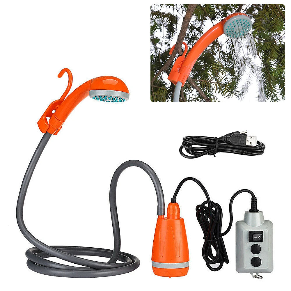 Portable Camping Shower, Pump, Rechargeable Shower Head