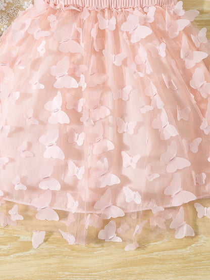 Girl's Clothes,  Baby's Butterfly Decor, Cami Dress Sleeveless Princess