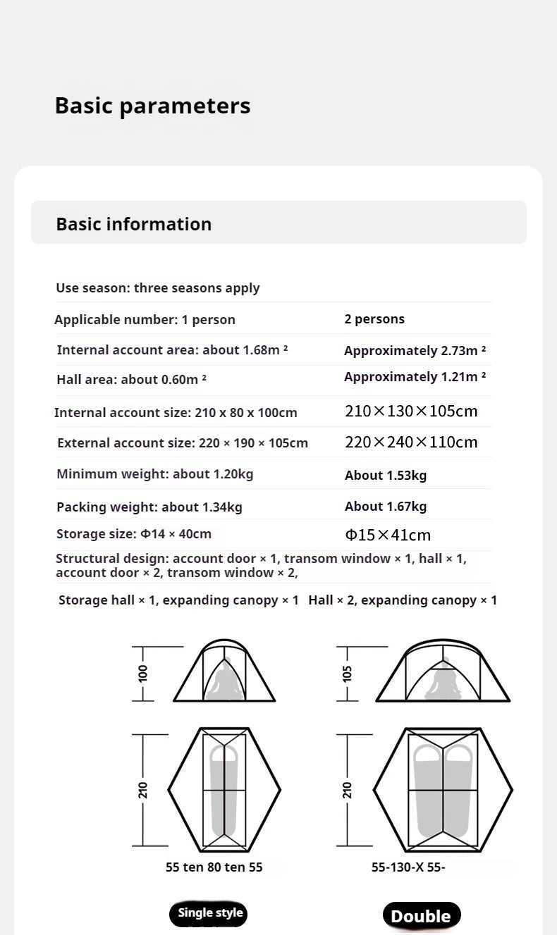 Naturehike Mongar Hiking Tent 1 2 Person Ultralight Waterproof