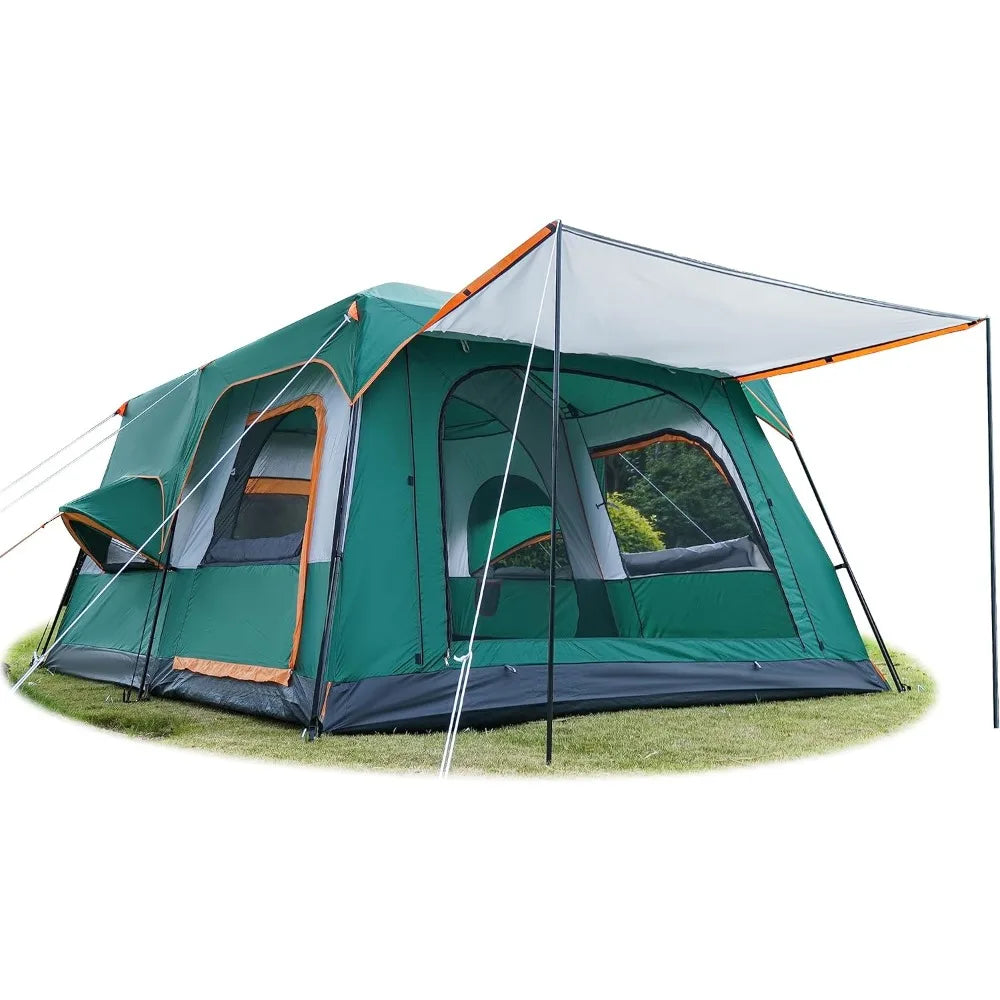 Extra Large Tent 10-12 Person(B) ,2 Straight Wall,3 Doors, 3 Windows w/ Mesh