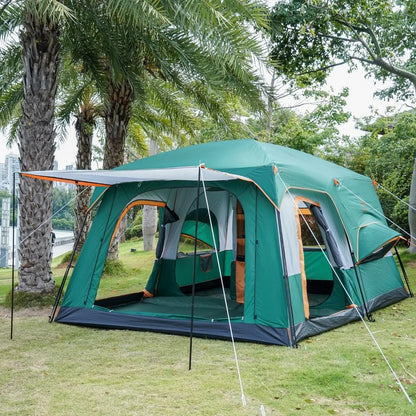 Extra Large Tent 10-12 Person(B) ,2 Straight Wall,3 Doors, 3 Windows w/ Mesh