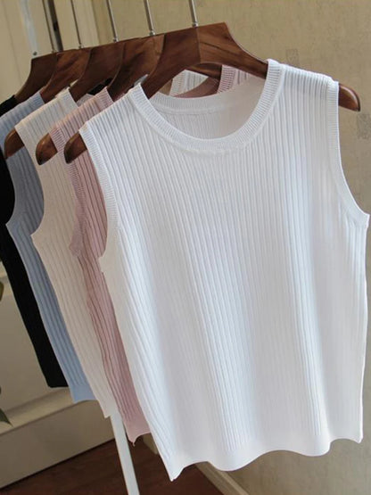 Knitted Vests, Women's  Summer Sleeveless Blouse, Women Clothes