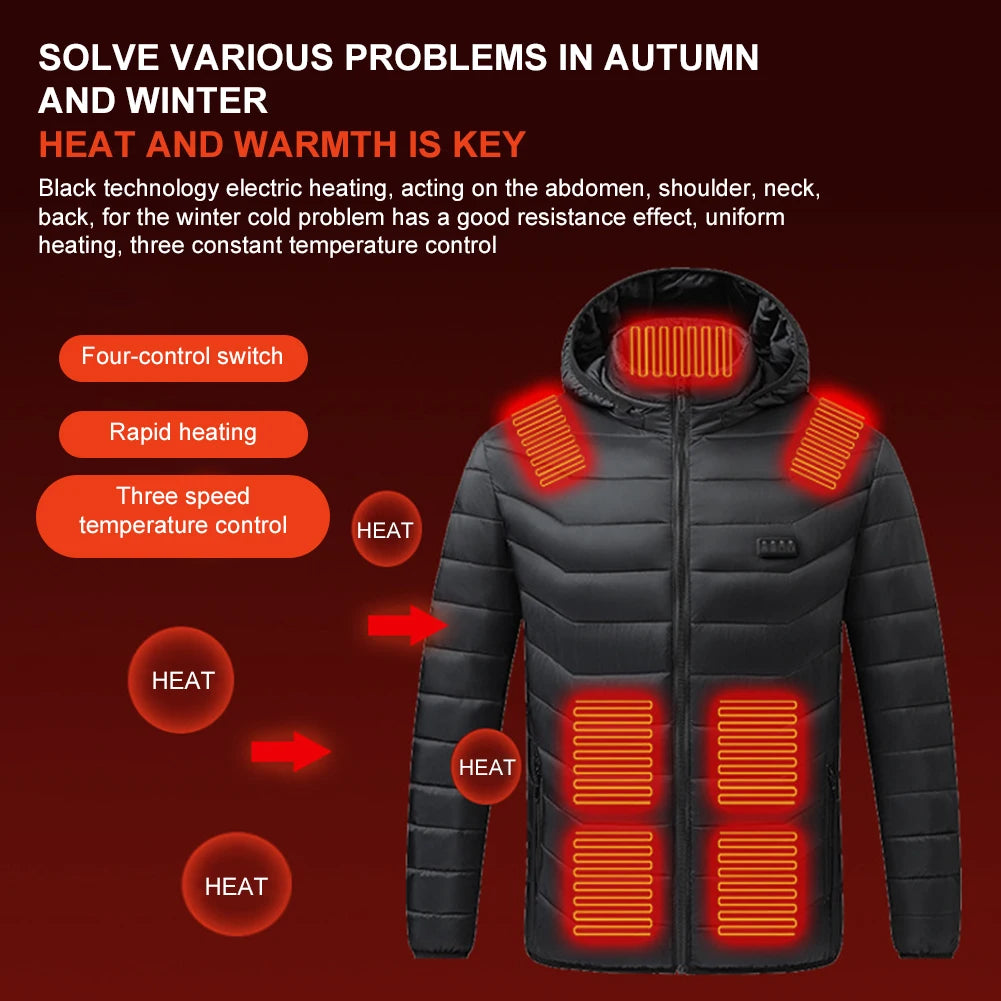 Heated Areas Jackets, Unisex, Electric USB Heating Clothing, Thermal