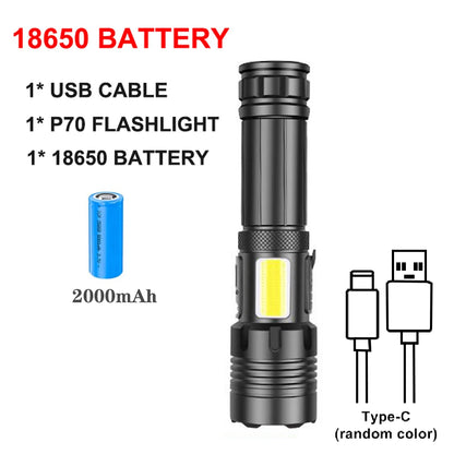 Rechargeable Led Flashlights, 7 Modes with COB Work Light, Powerful