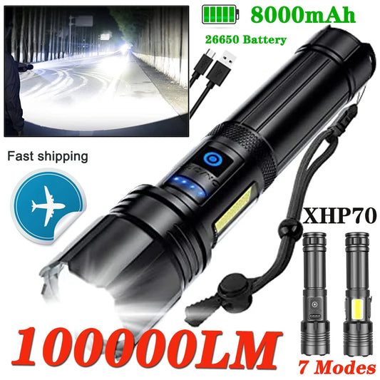 Rechargeable Led Flashlights, 7 Modes with COB Work Light, Powerful