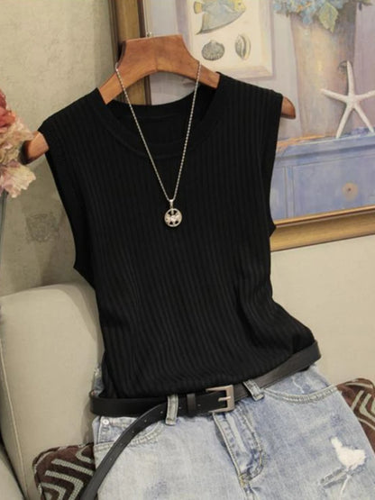 Knitted Vests, Women's  Summer Sleeveless Blouse, Women Clothes