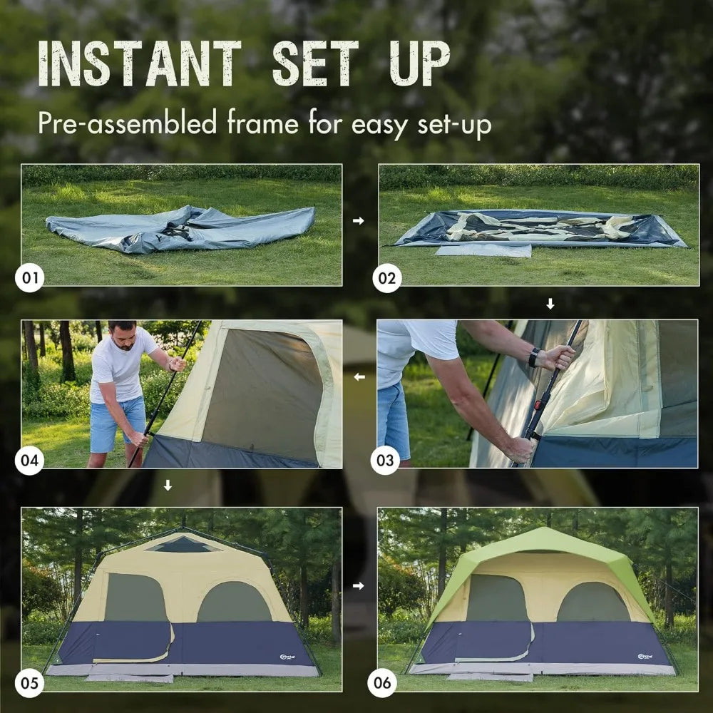 8 Person Instant Tent, Water Resistant Easy Setup