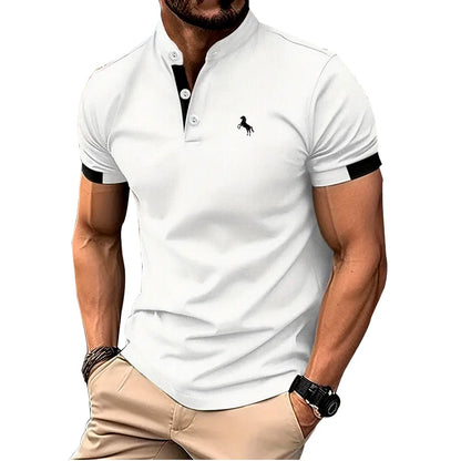 Men Spring, Summer Casual,  Short Sleeve, Stand Collar, Polo Shirt