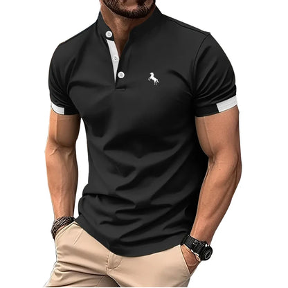 Men Spring, Summer Casual,  Short Sleeve, Stand Collar, Polo Shirt
