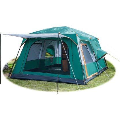 Extra Large Tent 10-12 Person(B) ,2 Straight Wall,3 Doors, 3 Windows w/ Mesh