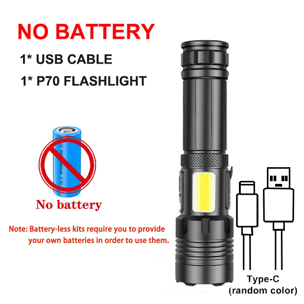 Rechargeable Led Flashlights, 7 Modes with COB Work Light, Powerful