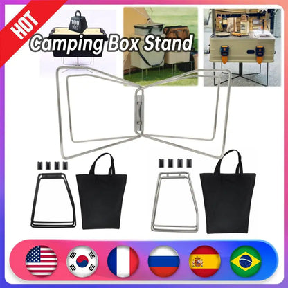 Folding Organizer Box Stand, Stainless Steel Portable, Bracket Multifunction Cook Equipment