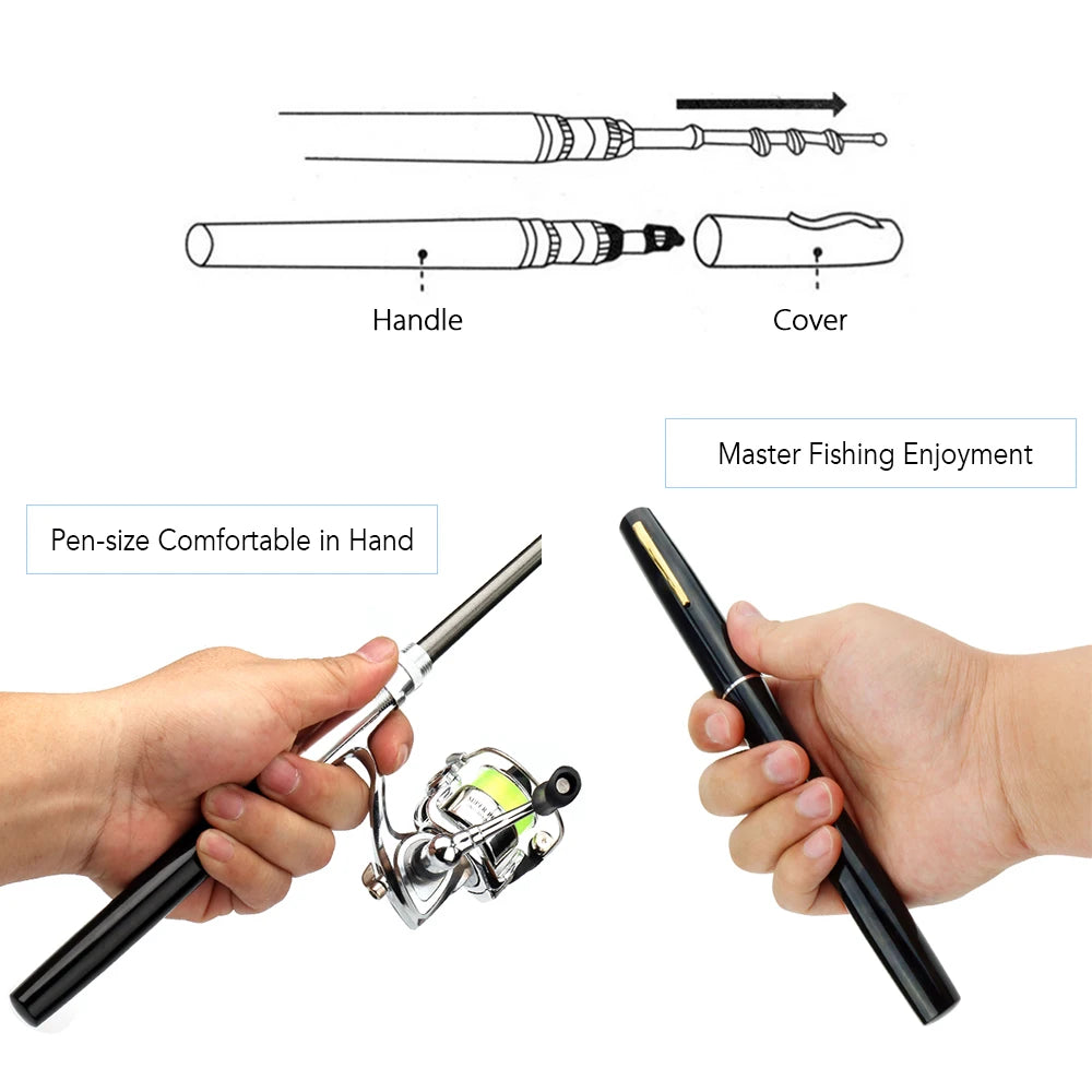 Collapsible Fishing Rod, Reel Combo, Mini Pen Fishing Pole Kit ,