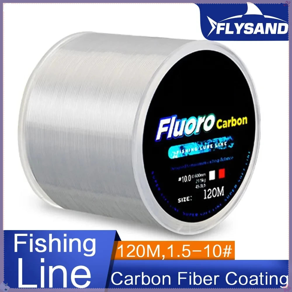 FLYSAND 120M Fluorocarbon Fishing Line 0.20mm-0.60mm 7.15LB-45LB