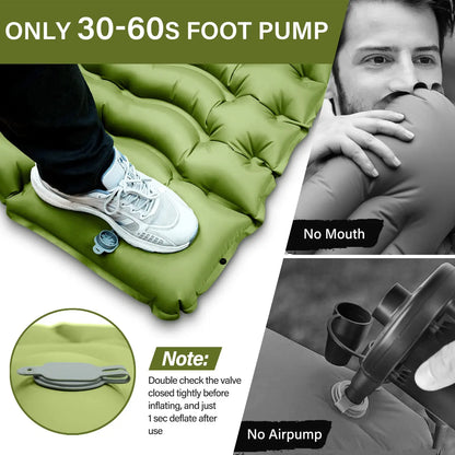 Camping Sleeping Pad, Ultralight,  Pillow, Built-in Foot Pump,