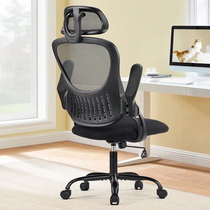 Ergonomic Office Computer Desk Chair, Flip-up Arms Adjustable, Comfortable Lumbar Support