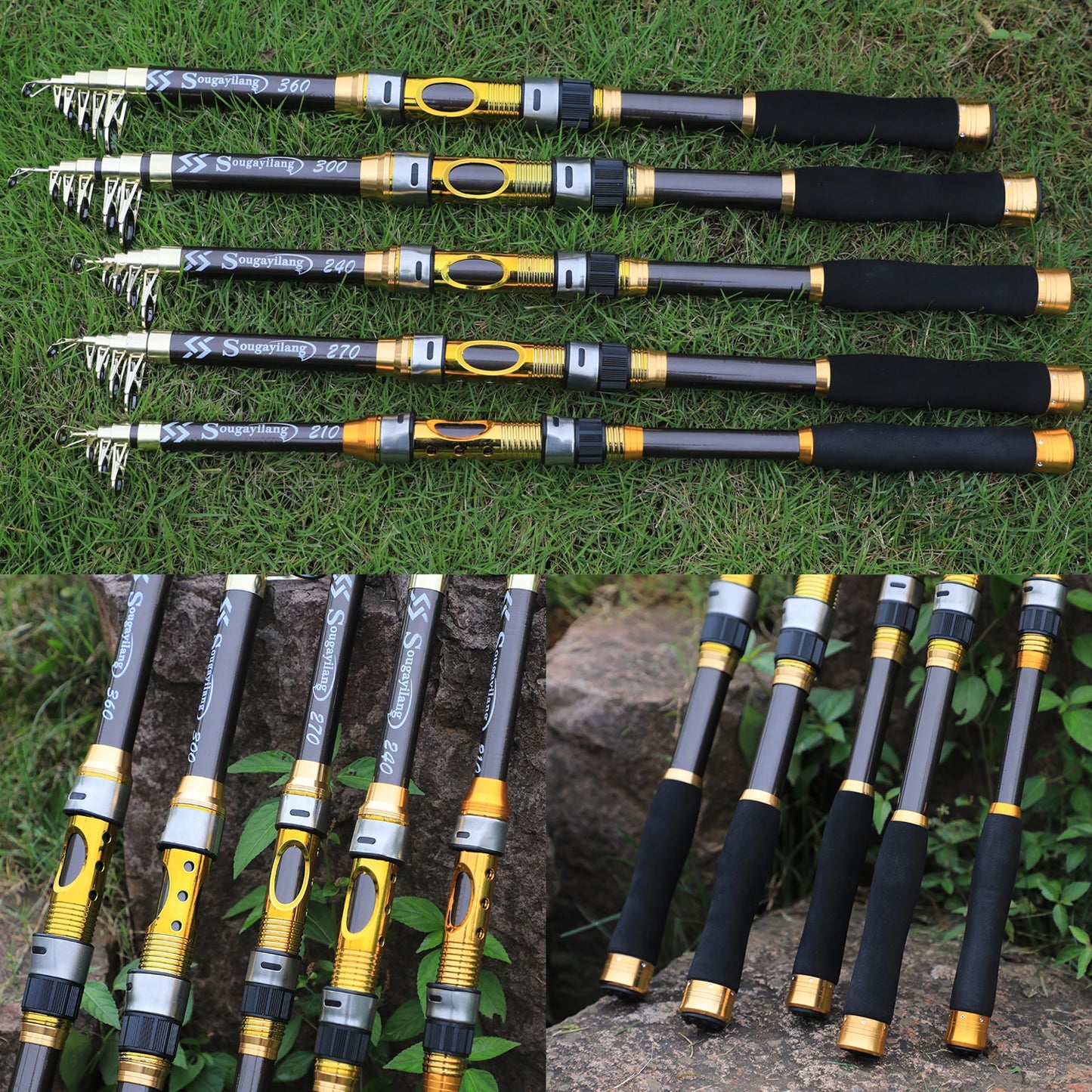 Sougayilang Telescopic Fishing Rod 2.1-3.6m Ultralight Carbon Fiber