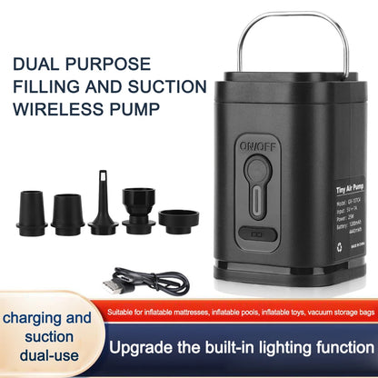 Electric Air Pump, 3 Lighting Modes, Inflator Deflator Pump, Rechargeable