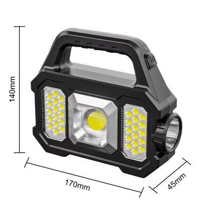 Solar Rechargeable Flashlight Zoomable Waterproof, Powerful Lantern