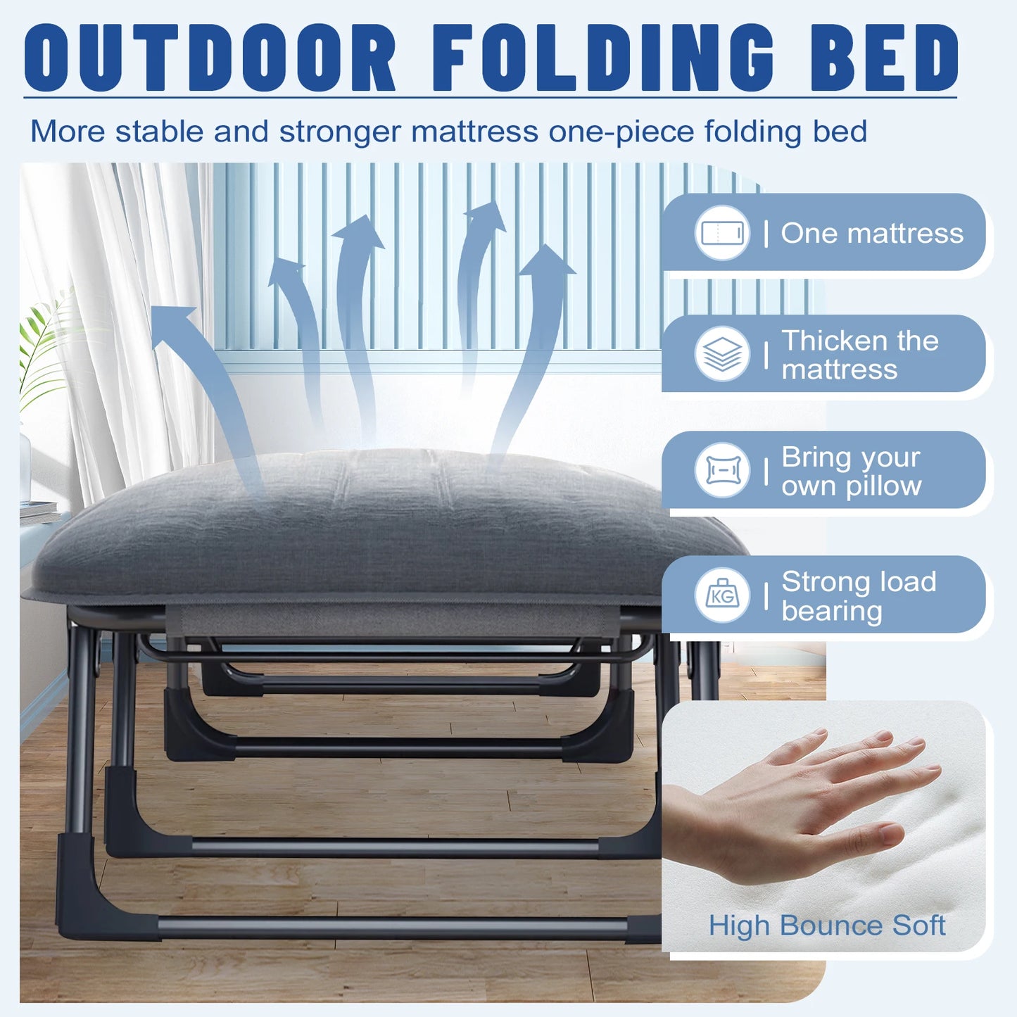 Cot with Mattress for Adults, Portable & Folding, Pillow