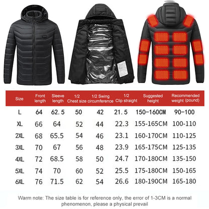 Heated Areas Jackets, Unisex, Electric USB Heating Clothing, Thermal