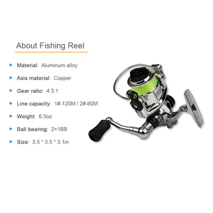 Collapsible Fishing Rod, Reel Combo, Mini Pen Fishing Pole Kit ,