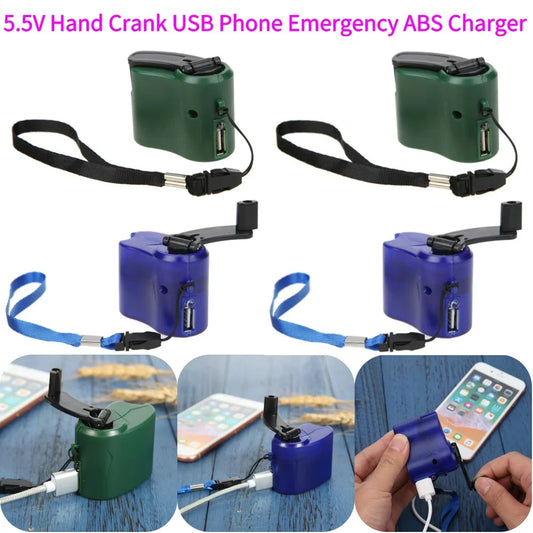 1/2pcs Portable USB Phone Emergency ABS Charger, 5.5V Hand Crank Travel Charger