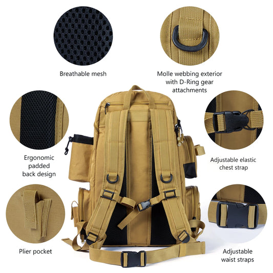 Fishing Tackle Backpack - Lightweight Fishing Gear Bag